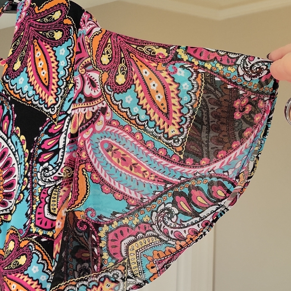 MSK Multicolor Vneck Paisley Dress Flutter Sleeves - Picture 4 of 7